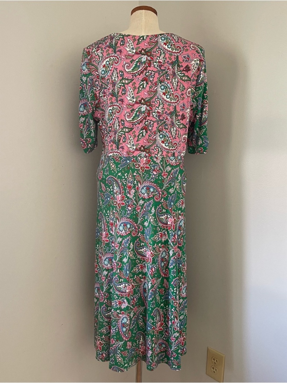 Garden Party Boden Pink and Green paisley print midi dress size 14 worn once - Picture 4 of 7
